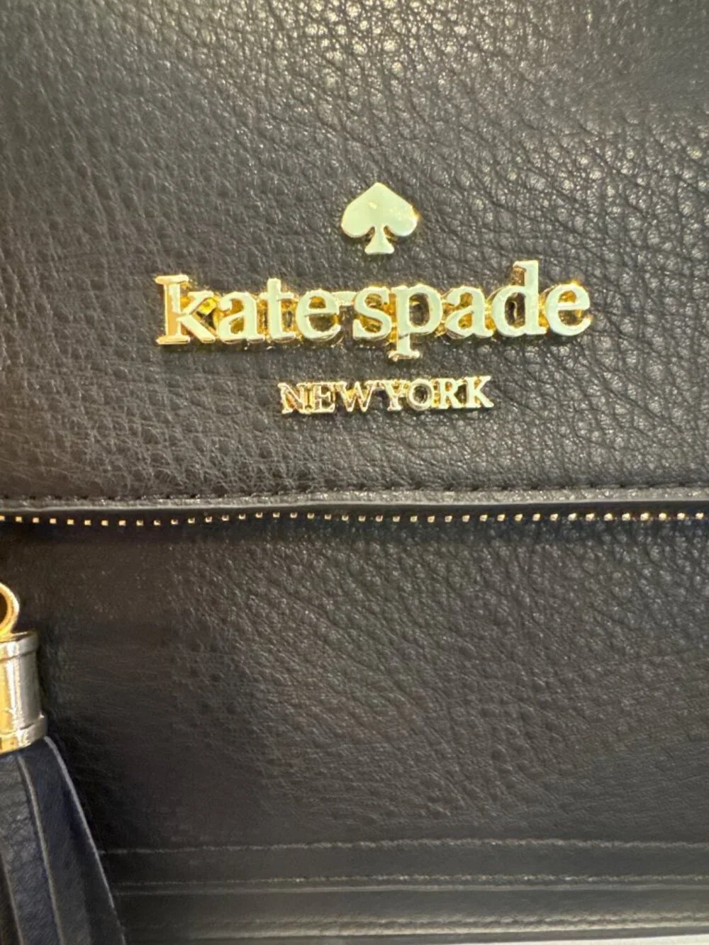 Kate Spade New York Black PebbledLeather Tassel Crossbody Bag Classic Style